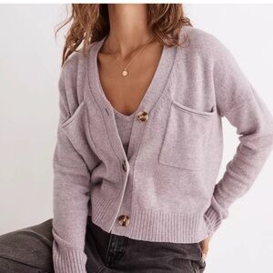 Madewell Lilac V-Neck Button-Front Cardigan